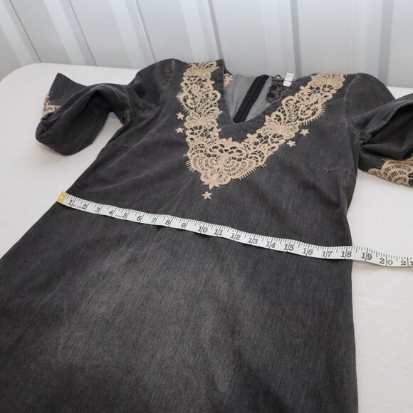Johnny Was Womens Neema Tunic Dress Gray Chambray Embroidery Size Small EUC - Picture 10 of 11